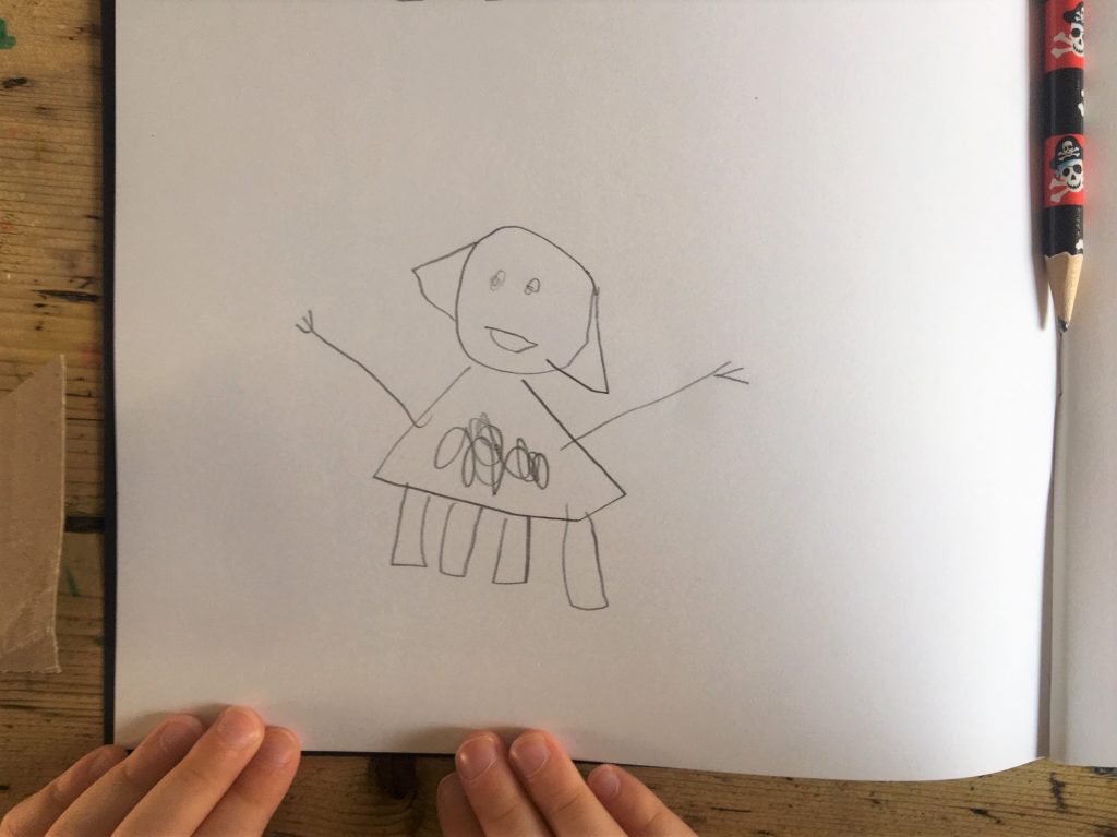 a pencil drawing of a robot