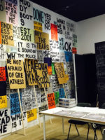 Messages written on paper and stuck on the wall by Stephanie Cubbin