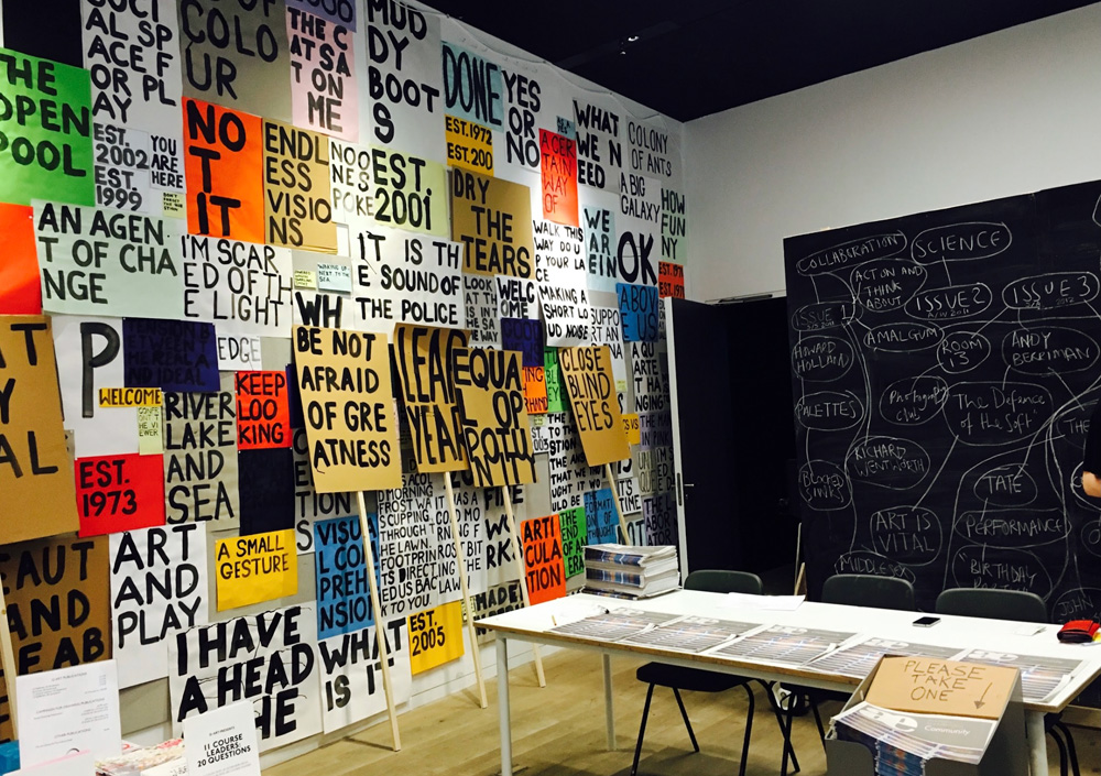 Messages written on paper and stuck on the wall by Stephanie Cubbin