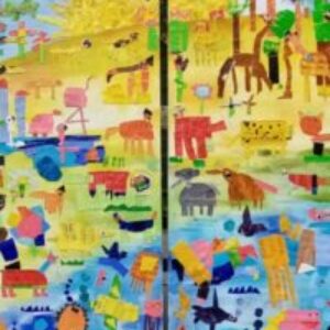 The project explores animal habitats and took the form of a large scale mural pasted onto boards and mounted on an empty brick wall within school grounds.