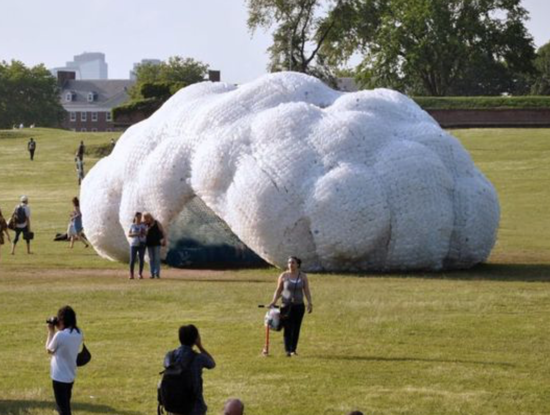 "Head in the Clouds" Sculpture made from 53,000 plastic bottles