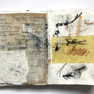sketchbook mark making and collage