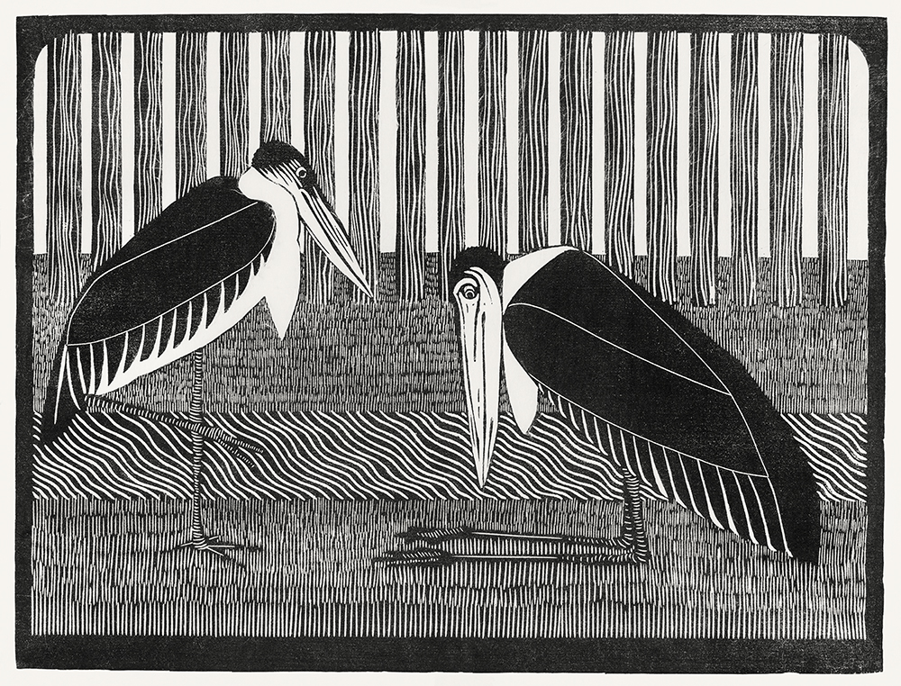 Two maraboos (Twee maraboes) (c.1914) by Samuel Jessurun de Mesquita. Original from The Rijksmuseum. Digitally enhanced by rawpixel. CC0