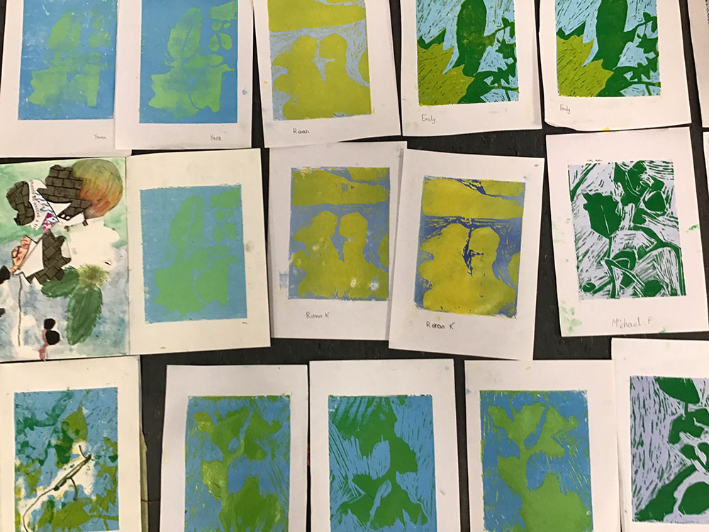 Final Lino Prints of Leaves by Joy Johnston