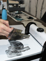 Using a printing press by Karen Wicks