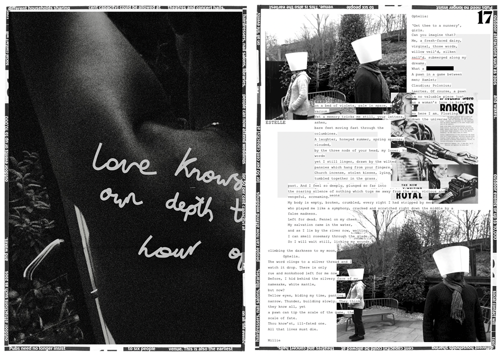 Collaged Poem Sketchbook Spread by Stephanie Cubbin