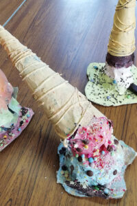 Ice-cream cone shaped sculptures by Julia Rigby