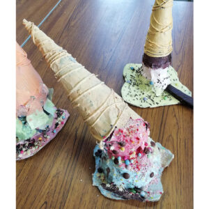 Ice-cream cone shaped sculptures by Julia Rigby