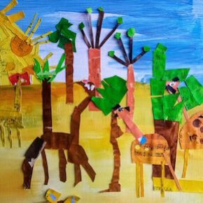 Giraffe Animal Collage by Vicki Ostersen