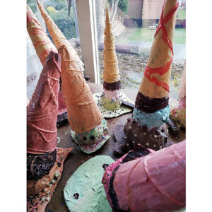 Ice-cream cone shaped sculptures by Julia Rigby