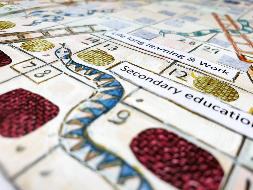 snakes and ladders board for art educators