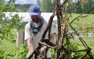 Mostyn talks about the process of making an outdoor sculpture using natural materials, and the effect that collaborative making has on the participating children and adults.