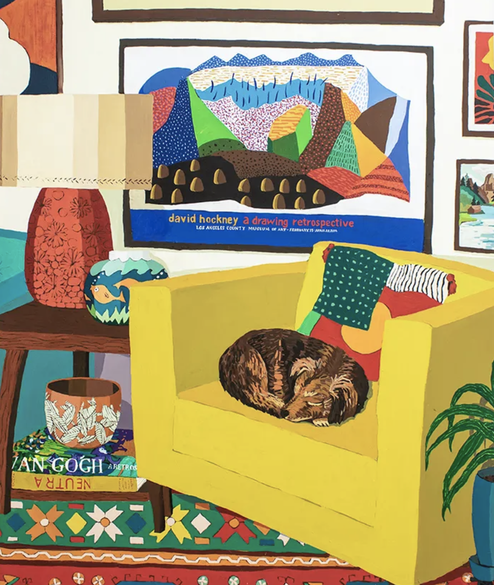 Hilary Pecis Painting Sleeping Dog, 2020