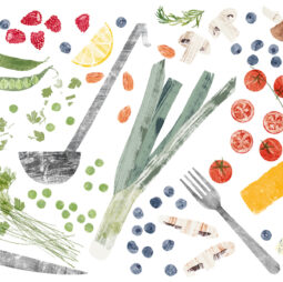 Watercolour paintings of food