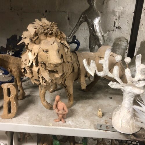 Maquettes In The Studio - Wembley Lion, itv Reindeer Illuminated By Faith Bebbington