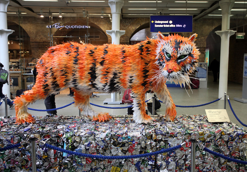 Recycled Plastic Bengal Tiger for Veolia Environment by Faith Bebbington