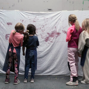 Children Painting On A Sheet by Mostyn de Beer