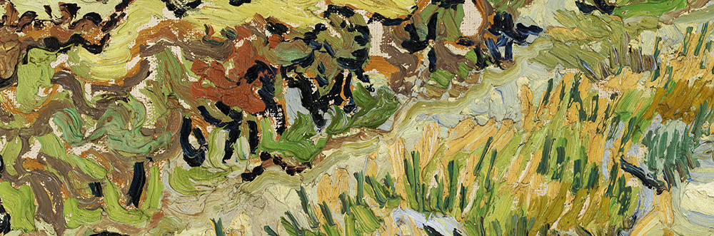 Detail: Houses and Figure (1890) by Vincent Van Gogh. Original from the Barnes Foundation.