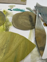 Cur, painted acrylic paint shapes