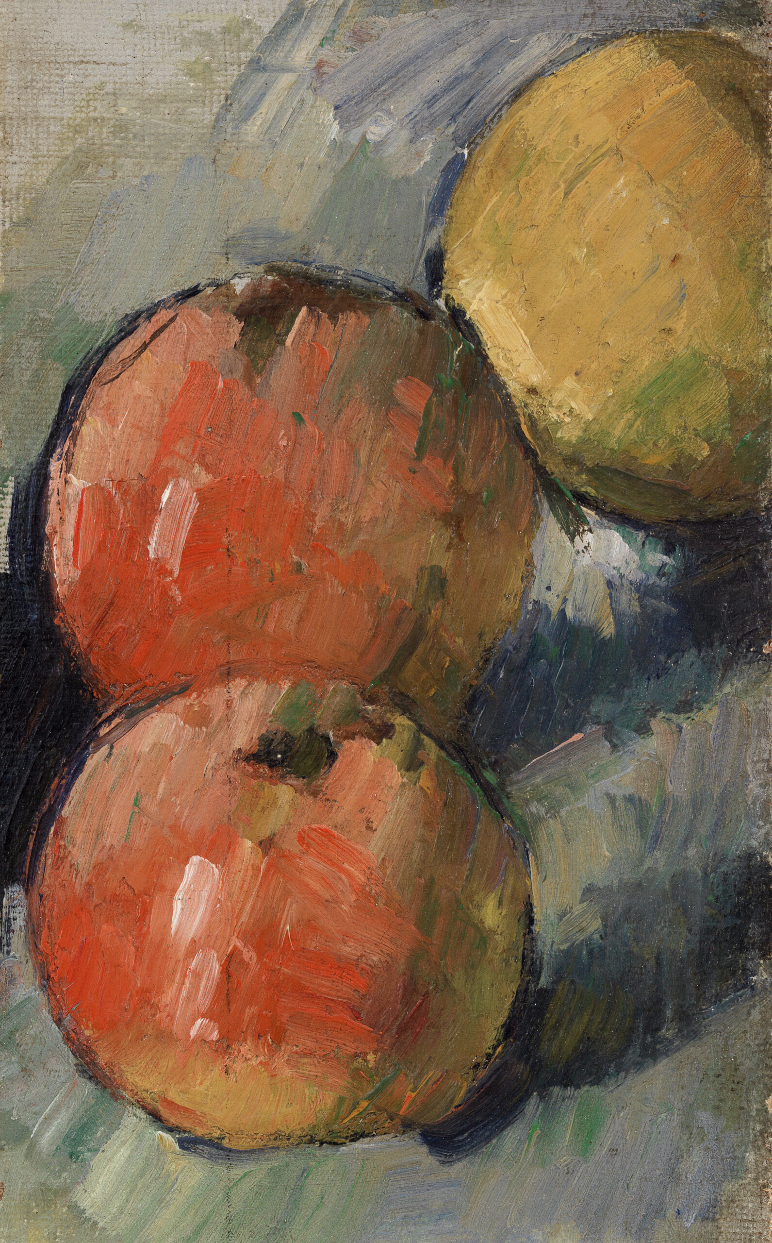 Three Apples (Deux pommes et demie) (ca. 1878–1879) by Paul Cézanne. Original from Original from Barnes Foundation.