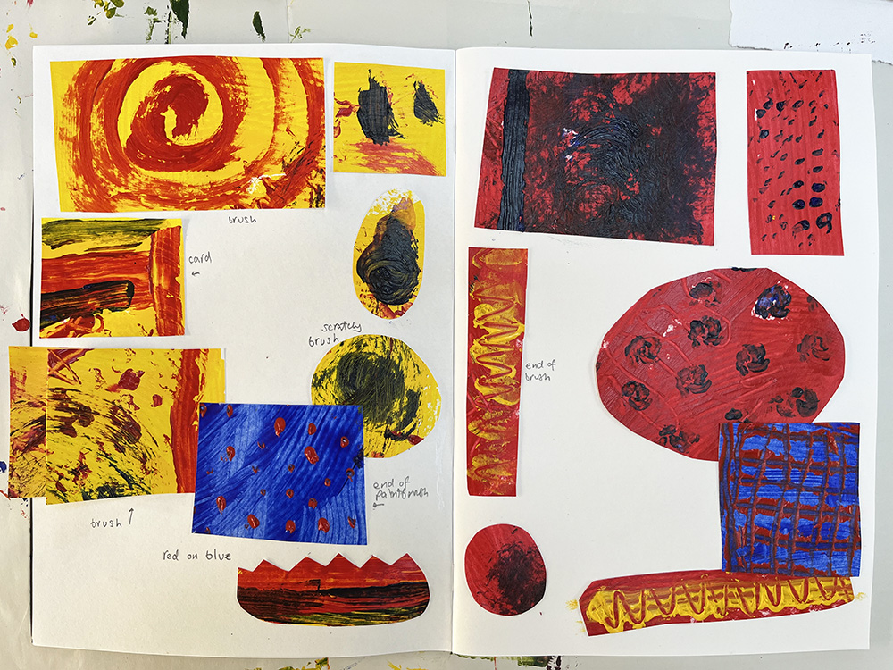 primary colours sketchbook page