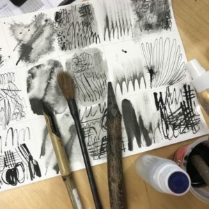 Using different tools and making marks with ink