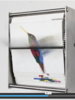 Colibri Flip Book Graphite and coloured pencil on paper, stainless steel, delrin, motor electronics 10x10x12.7 CM.2011 By J. C. Fontanive