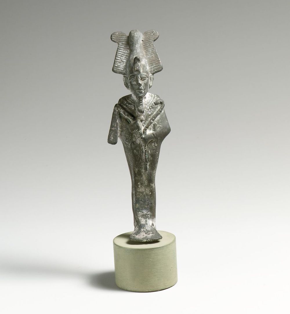 Bronze statuette of Osiris Period: Late Dynastic-Hellenistic Date: 664–31 B.C. Culture: Egyptian Medium: Bronze Dimensions: H. 4 1/2 in. (11.4 cm) Classification: Bronzes Credit Line: The Cesnola Collection, Purchased by subscription, 1874–76 Bronze statuette of Osiris Period: Late Dynastic-Hellenistic Date: 664–31 B.C. Culture: Egyptian Medium: Bronze Dimensions: H. 4 1/2 in. (11.4 cm) Classification: Bronzes Credit Line: The Cesnola Collection, Purchased by subscription, 1874–76