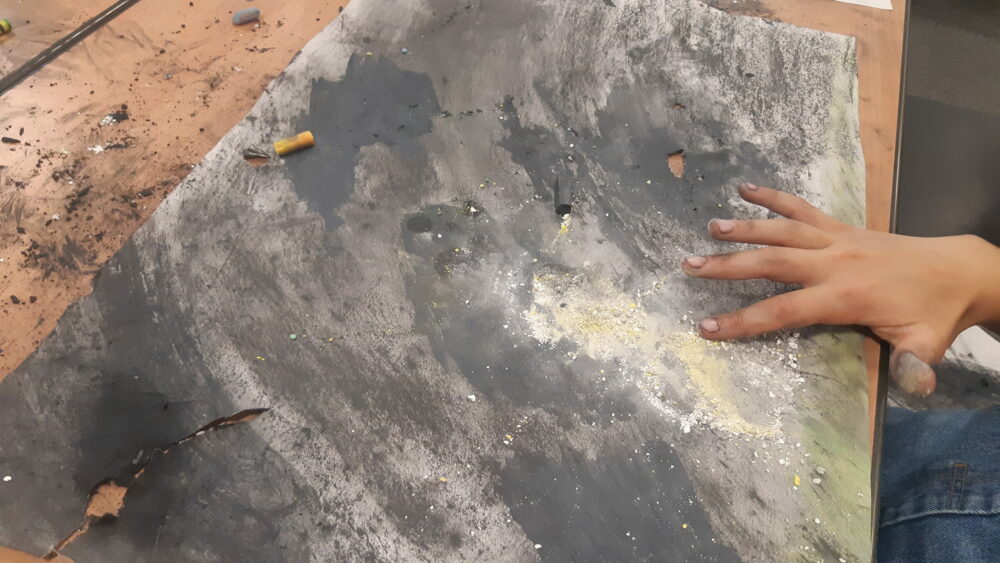 Using chalk to smudge into charcoal