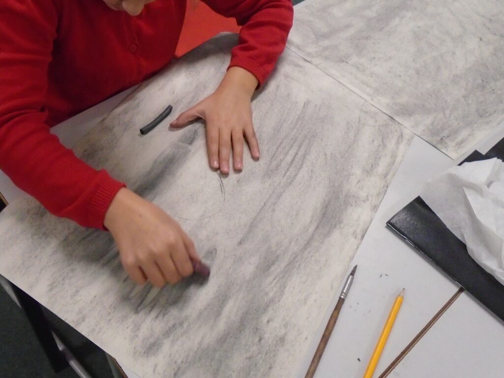 Charcoal on large scale paper
