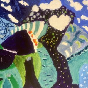 Painted Panel Inspired by David Hockey, by Natalie Deane