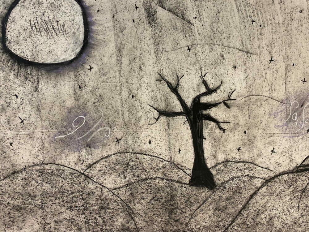 Using trees to create perspective.