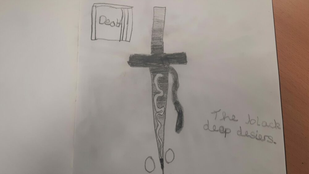 A sketch of a dagger inspired by Macbeth.