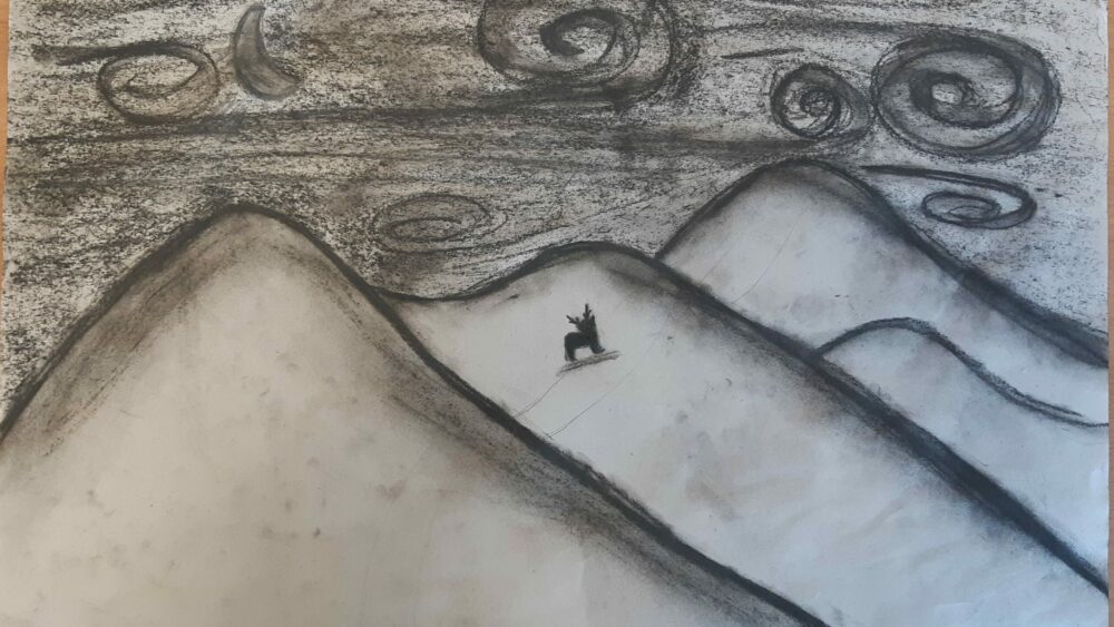 Refining ideas and making a landscape drawing.