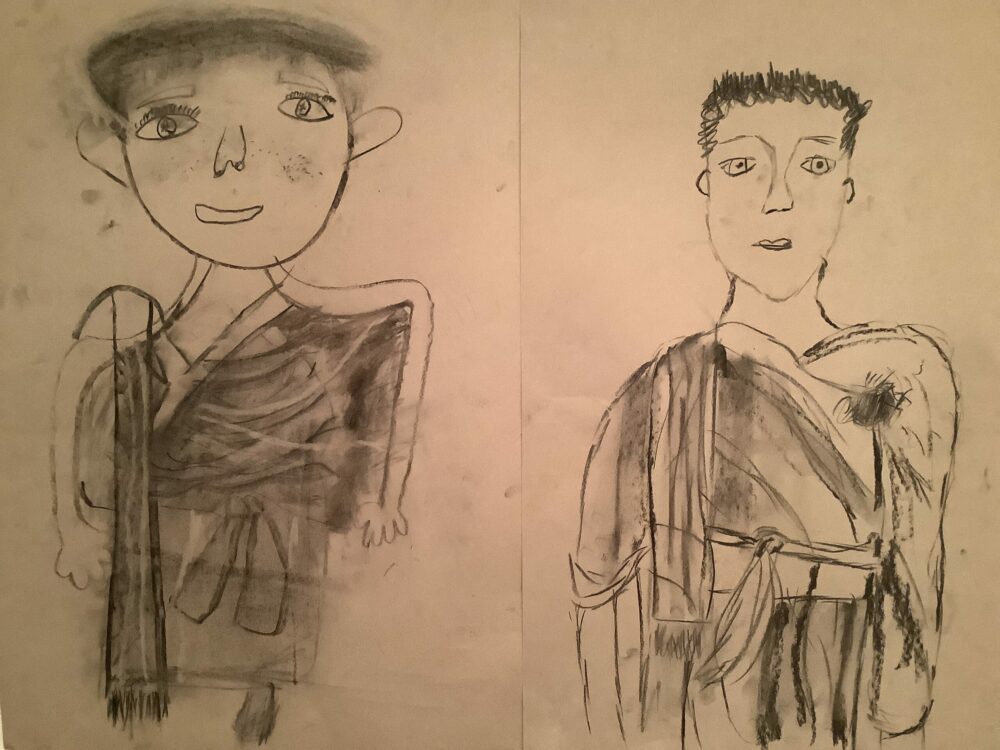 Two portraits inspired by the characters from A Midsummer Night's Dream.