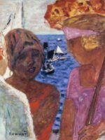 Conversation in Arcachon (1926-1930) painting in high resolution by Pierre Bonnard. Original from the Public Institution Paris Musées. Digitally enhanced by rawpixel.