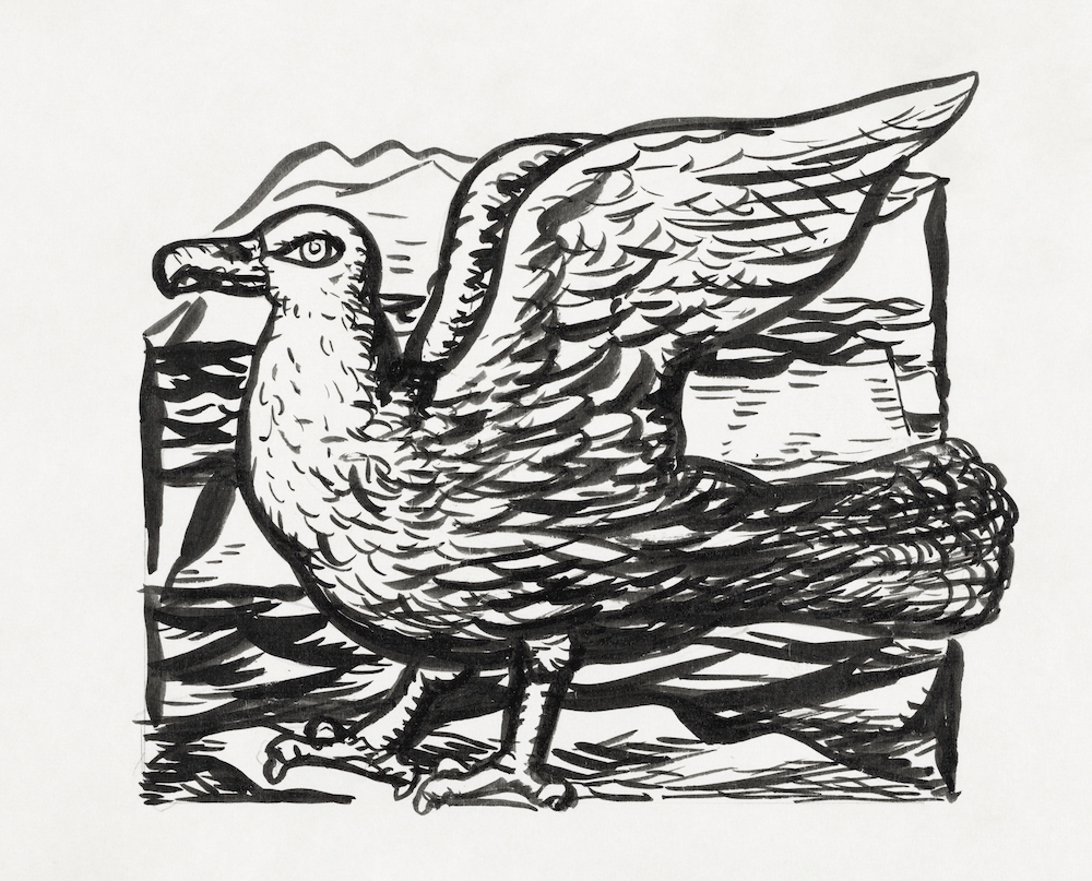 Seagull (ca. 1891–1941) drawing in high resolution by Leo Gestel. Original from The Rijksmuseum. Digitally enhanced by rawpixel.
