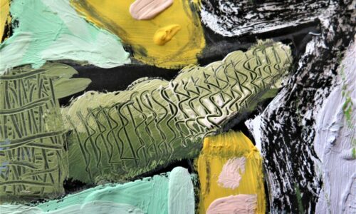 Jan Miller black paper Scratching into wet paint.