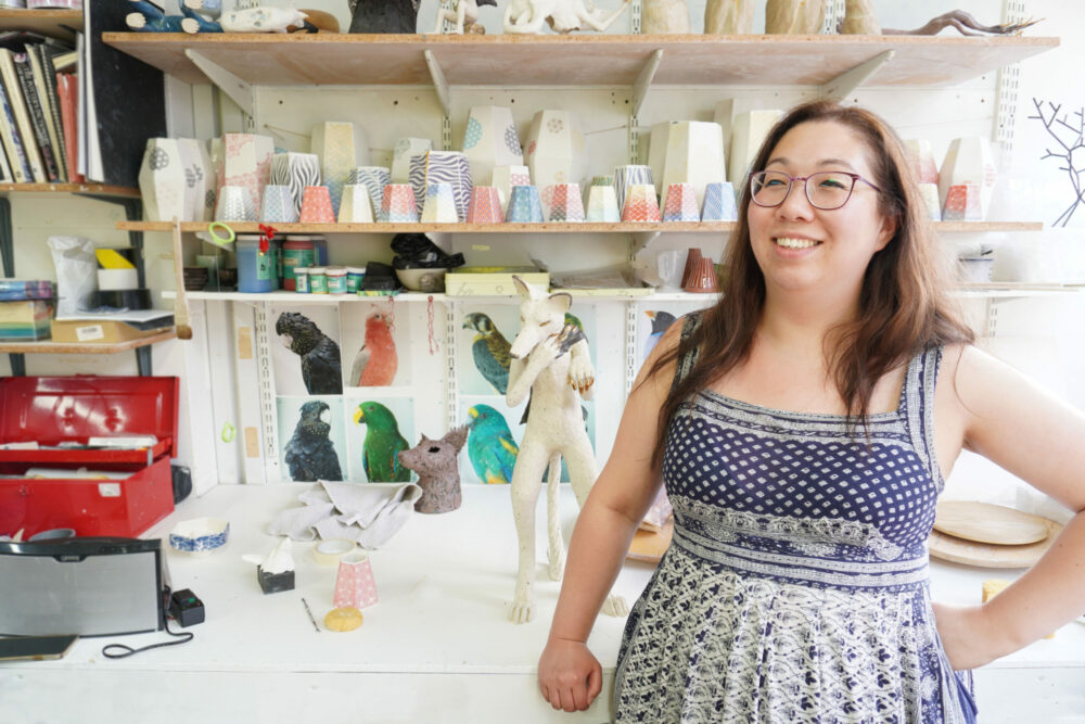 Artist Saya McNairn-Yanagi in her studio.