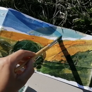 Make and fill a concertina sketchbook with landscape collages and paintings