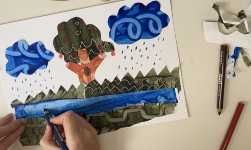 Explore landscape through tactile mark-making and collage.
