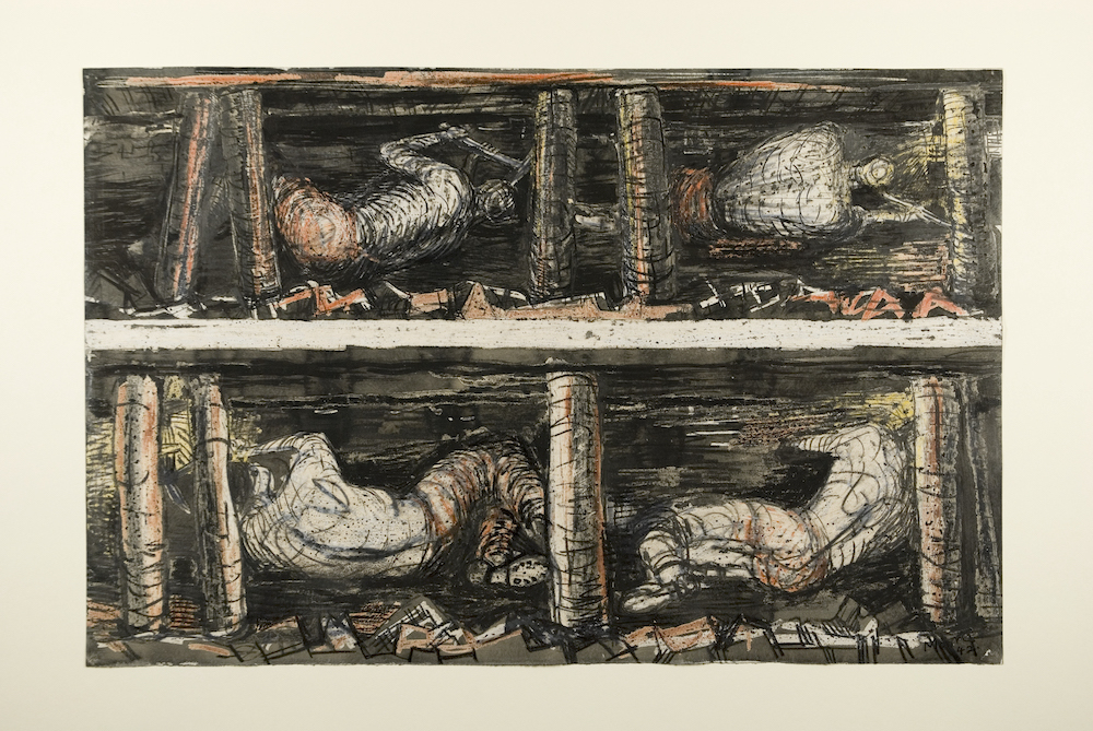 Four Studies of Miners at the Coalface, 1942, drawing. (HMF 2000a). Photo Michael Phipps. Reproduced by permission of The Henry Moore Foundation copy
