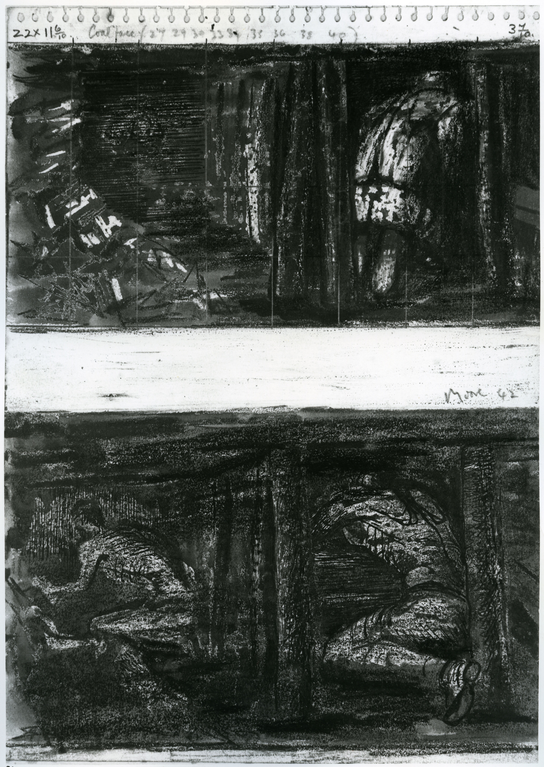 Study for 'Miners at Work on the Coalface' 1942 HMF 1961 Photo: Henry Moore Archive