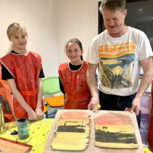 Nigel and Girls Printing by Natalie Deane