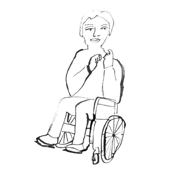 artist in wheelchair