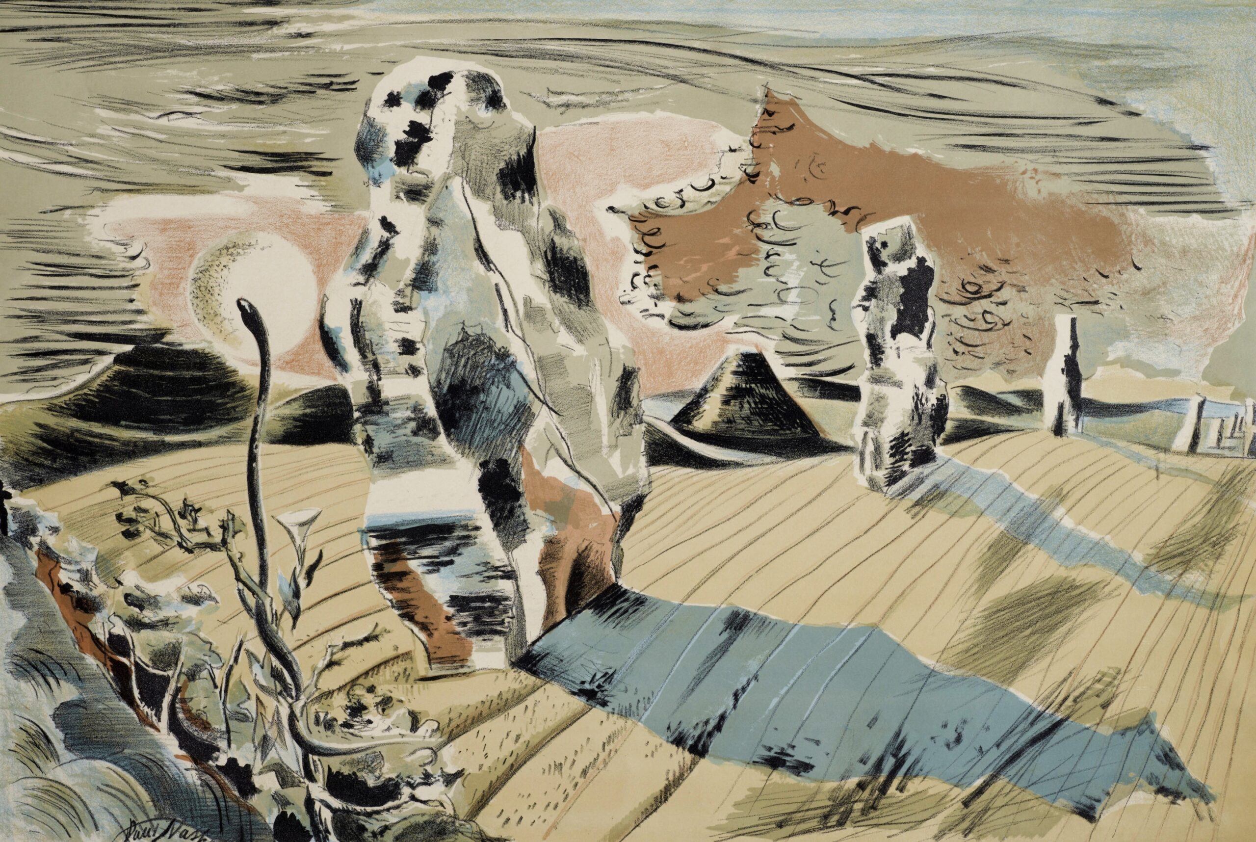 Avebury (1937) by Paul Nash. Original from The Museum of New Zealand. Digitally enhanced by rawpixel.