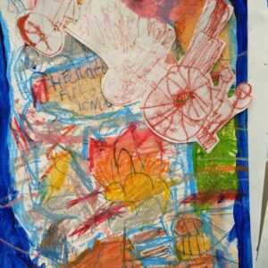 Monoprint and Oil Pastel Inspired by The Great Fire of London by Ruth Sohn-Rethel