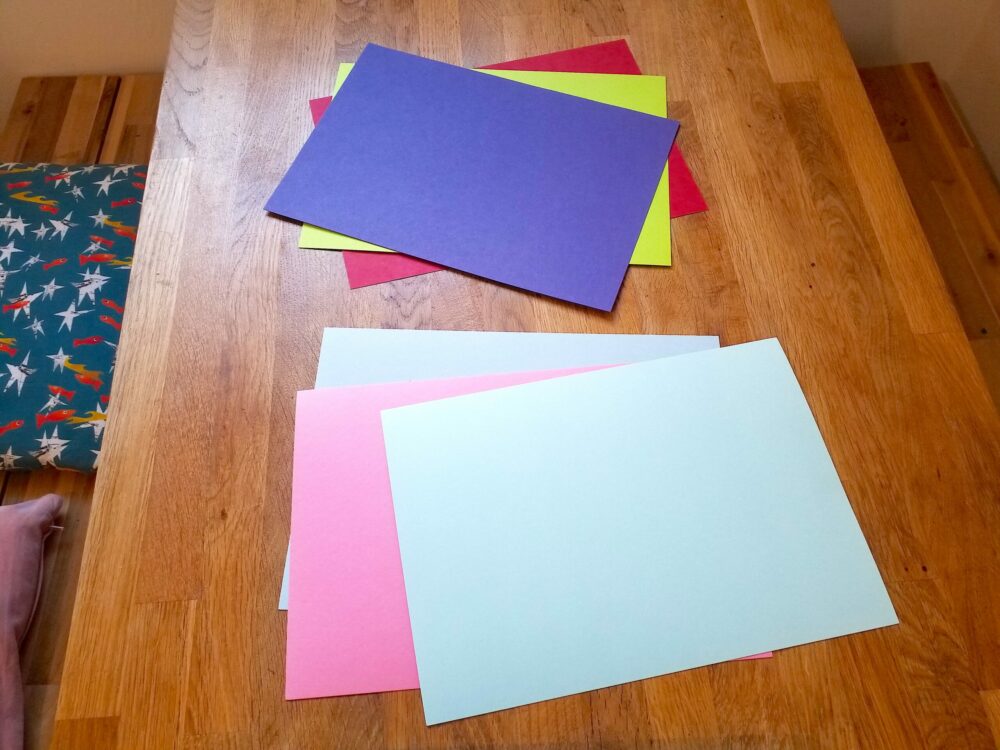 A selection of coloured paper