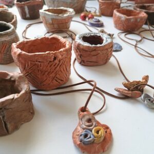 Clay Pinch Pots and Pendants Inspired By Stone Age Pots by Charlotte Puddephatt