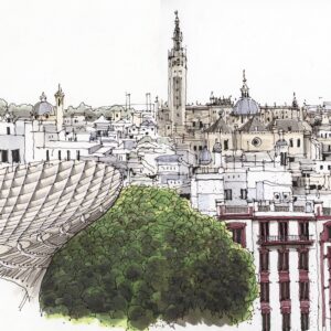 Cityscape Drawing by Phil Dean